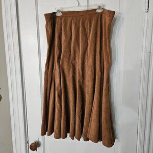 Dress Barn Sz 20W Pleated Skirt Camel colored faux suede feel ankle length